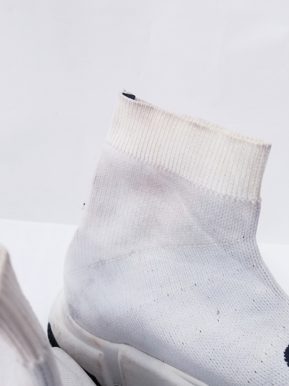 Balenciaga White and Black Logo Stretch-Knit Sock Sneakers - Picture 9 of 10